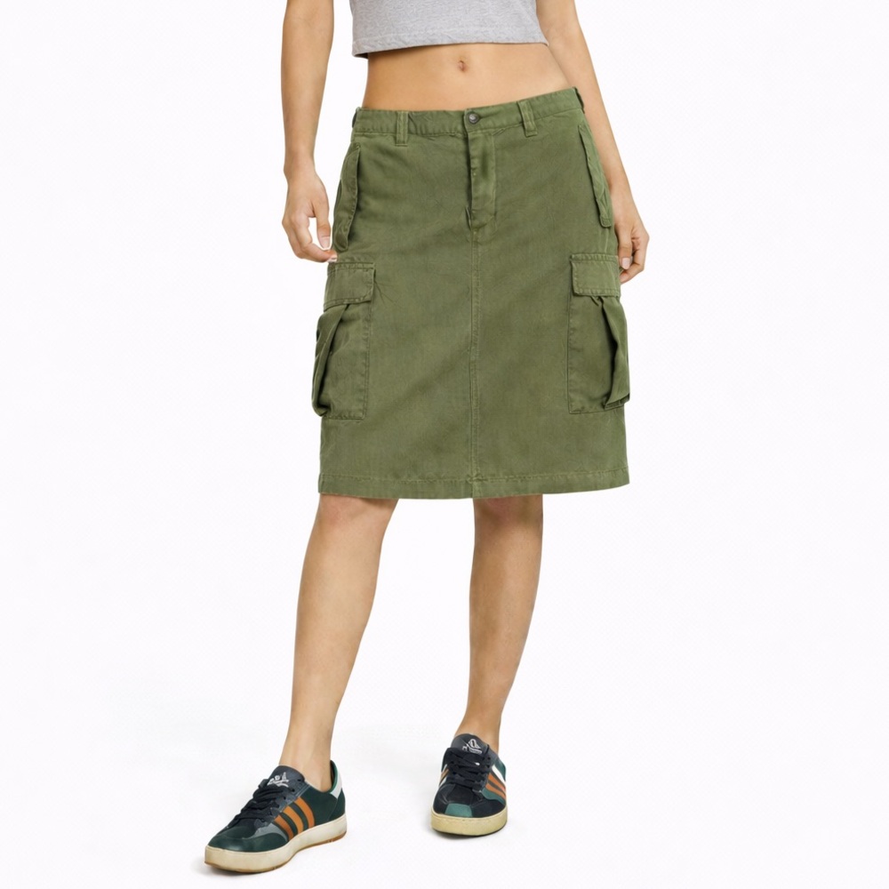 Aritzia TNA Utility Cargo Midi Skirt Green Size 6